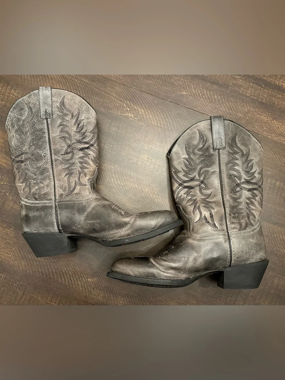 Laredo Men's Harding Leather Western Cowboy Boots Grey Size 10D 68457 Outdoor